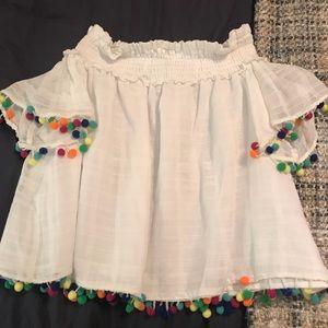The Edit Off the Shoulder Pom Pom Top